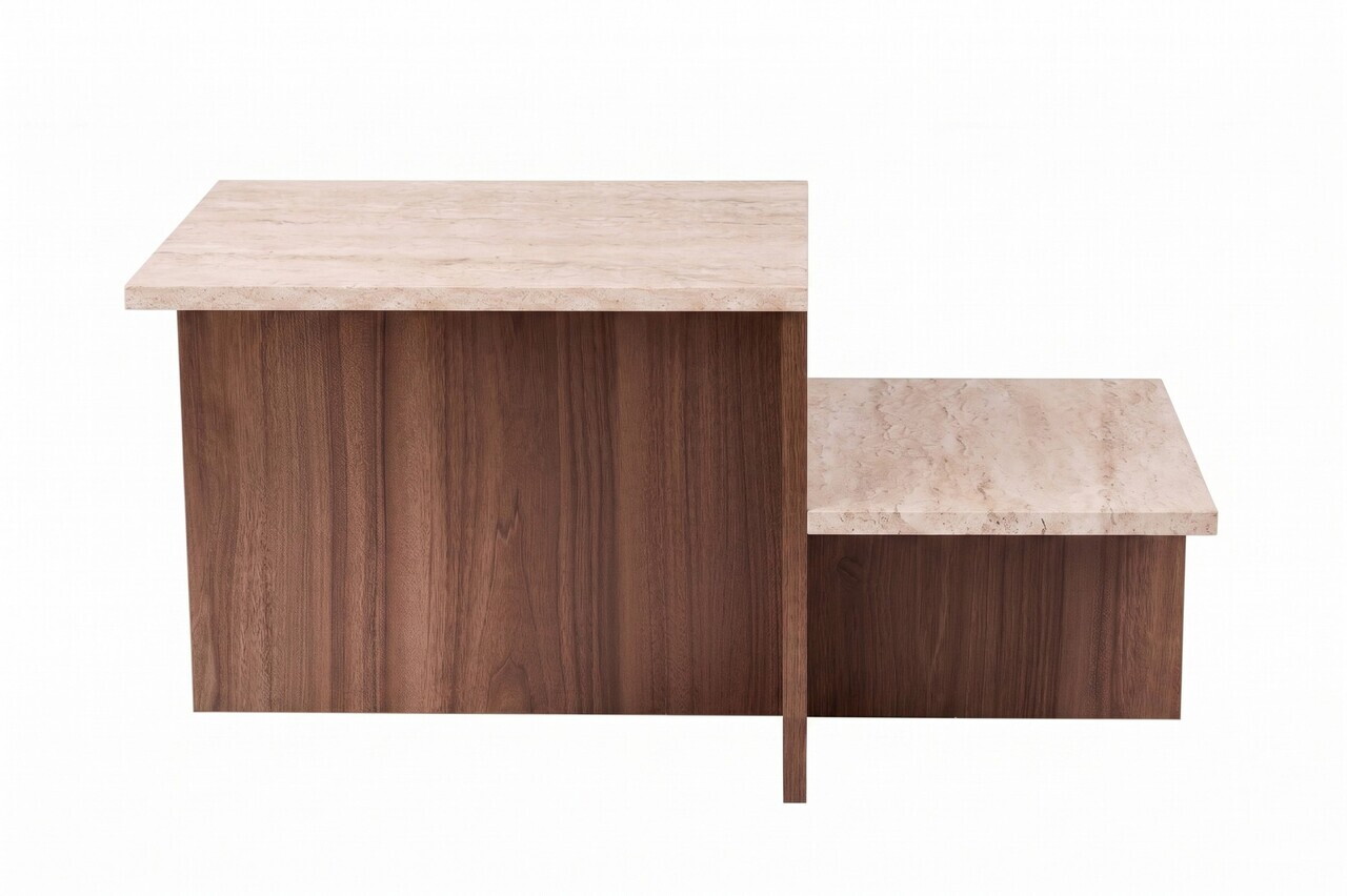 Masuta de cafea, Nordure, Harmony, 80x40x40 cm, PAL, Travertin / Nuc Venezia — imaginea 5