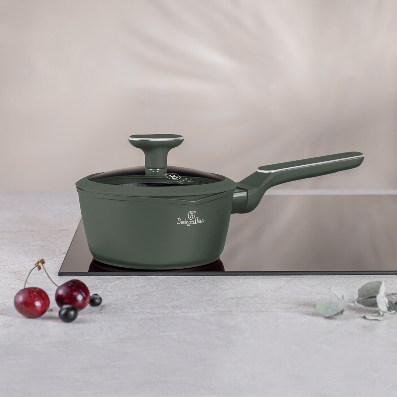 Cratita cu capac Berlinger Haus, Matte Green, 16 cm, 1.2 L, aluminiu forjat, verde mat - imagine 3