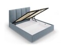 Pat tapitat cu somiera rabatabila si lada depozitare, Juniper, Mazzini Sofas, 208x170x104 cm, catifea, albastru