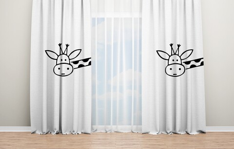 Set 2 draperii giraffe, oyo kids, 140x240 cm, poliester, multicolor