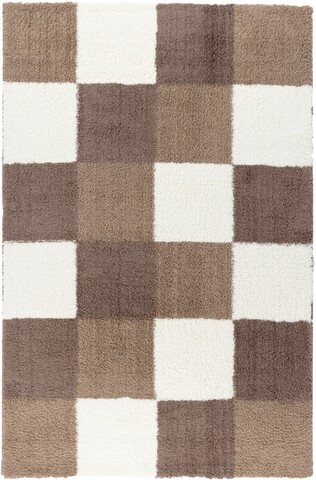 Covor hugh square, decorino, 67x120 cm, polipropilena, alb/maro