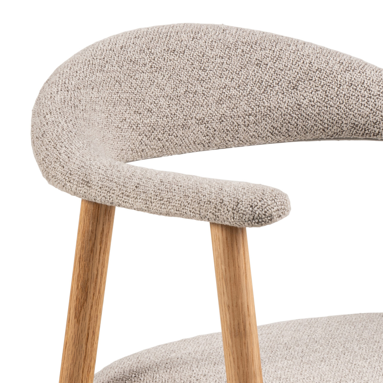 Scaun Addi, Actona, 56x54x75.5 cm, tesatura Boucle/lemn de stejar, bej - view 2