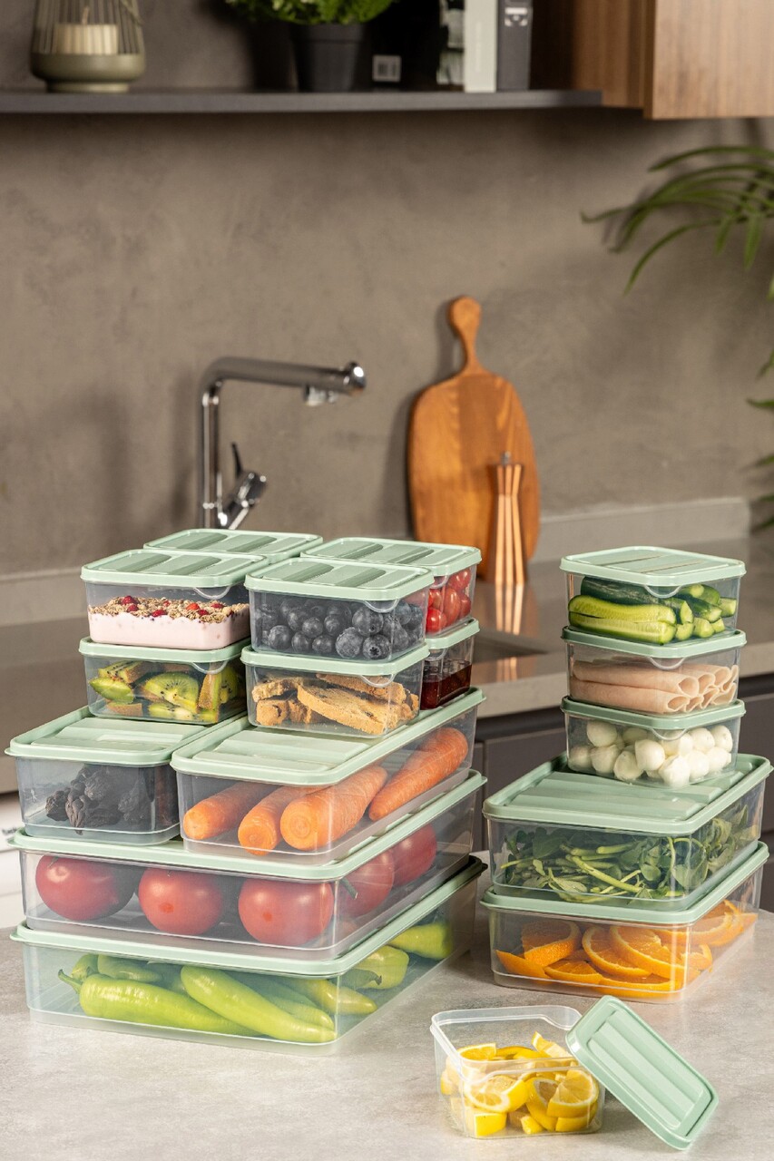 Set recipiente depozitare, Hermia, 964FRM5727, Dimensiune: 23 x 15 x 7 cm / 1750 ml (2 bucăți), Verde menta - imagine 3
