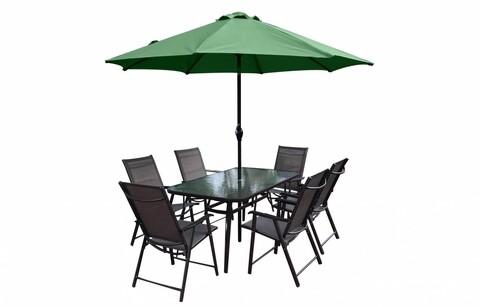 Set mobilier de gradina zamora, heinner, 8 piese, otel/sticla