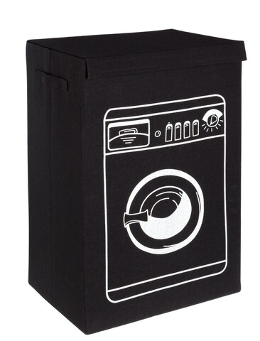 Cos pentru rufe, wash black, bizzotto, 40x30x60 cm, pliabil, carton/poliester, negru