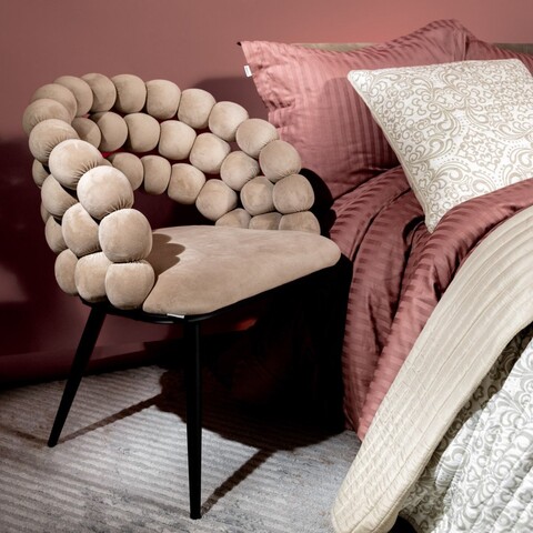 Scaun Bubble, Homla, 61x57.5x81.7 cm, metal/catifea din poliester, bej