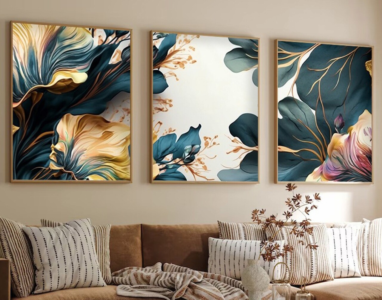 Set 3 tablouri decorative Huhu217 Cadru: 100% LEMN MASIV (Grosime: 25 cm) Multicolor