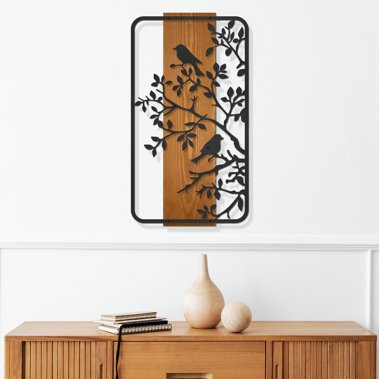 Decoratiune de perete, Nidra, Cadru: Lemn (Grosime: 2 cm), Nuc negru — imaginea 2