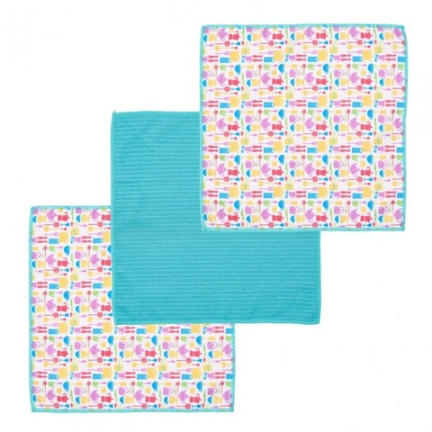 Set 3 prosoape pentru bucatarie kitchen, heinner, 40x40 cm, microfibra