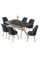 Set masa extensibila si scaune (7 piese), Hanah Home, Poy, Sonata / Auriu / Antracit