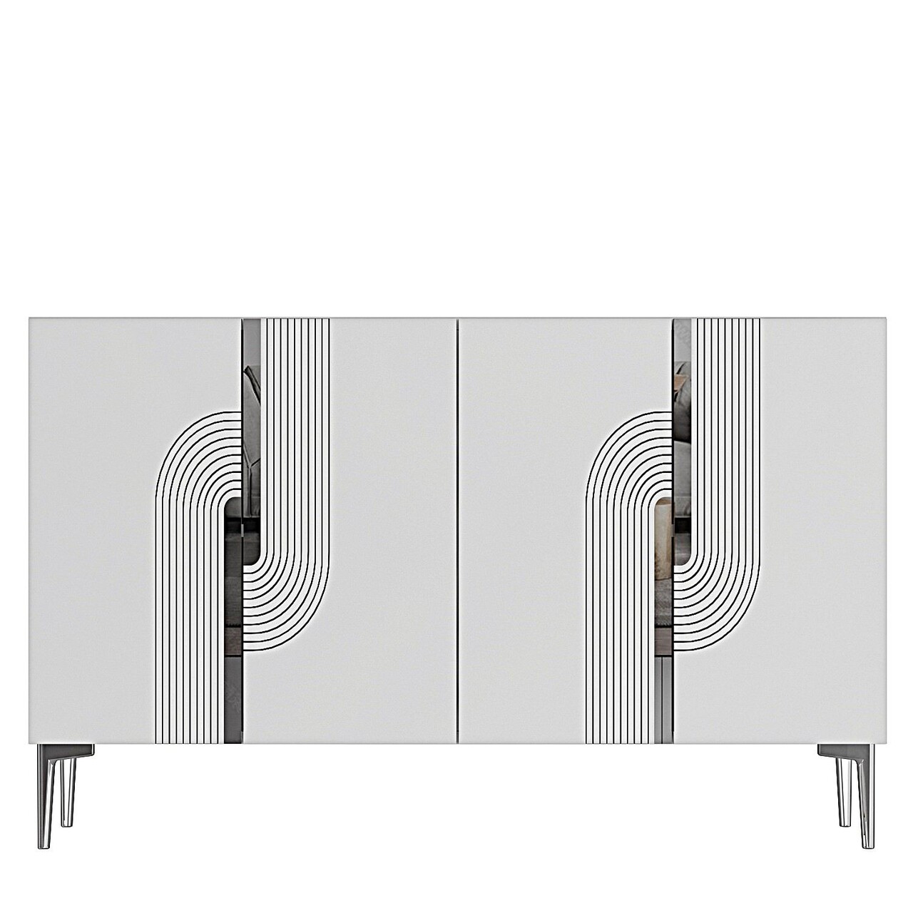 Consola, Hanah Home, Meyra 120, 120x75x32 cm, Alb / Argintiu - view 7