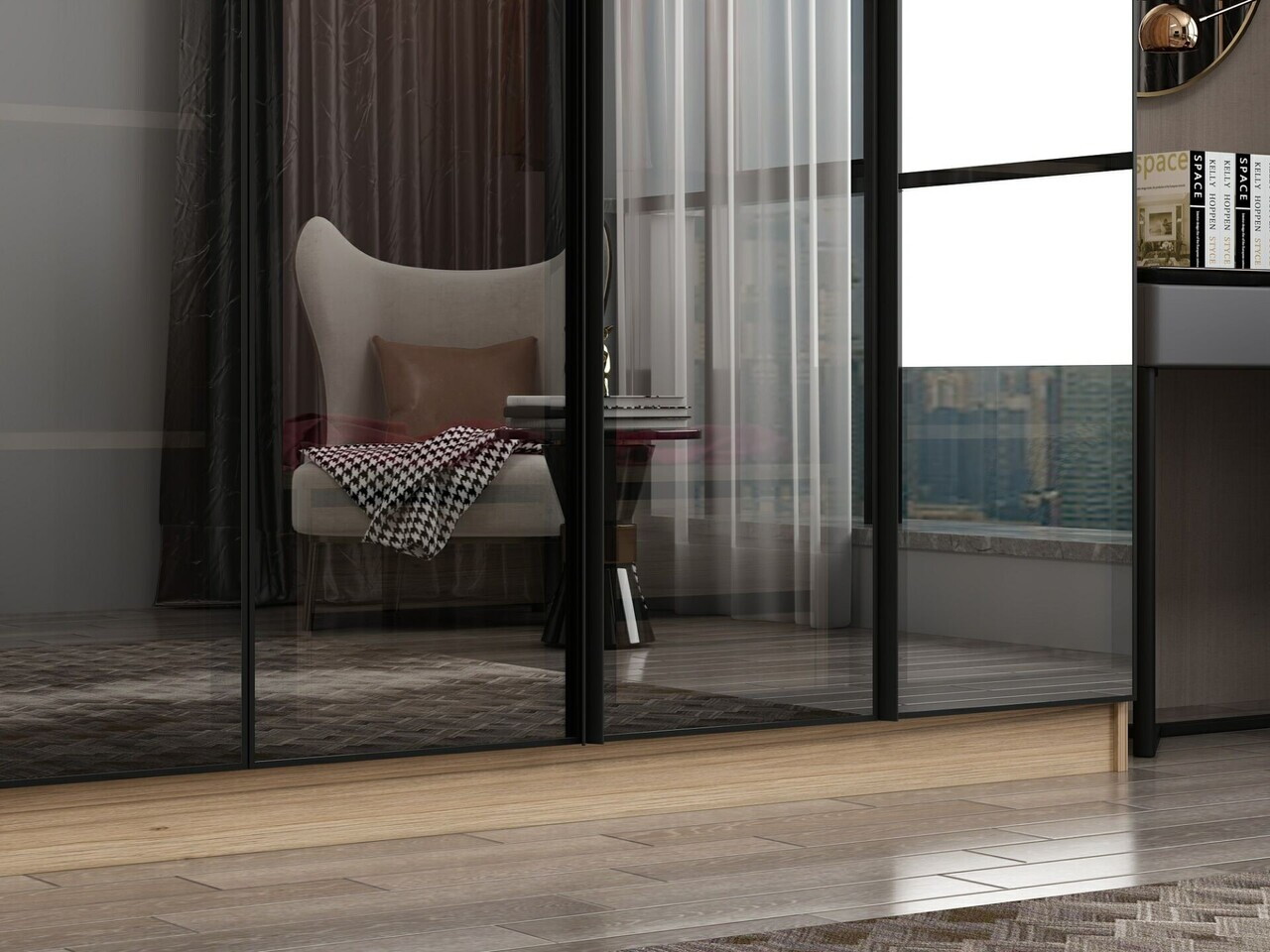 Dulap pentru haine, Hanah Home, Nisa, 315x210x52 cm, Dore — imaginea 5
