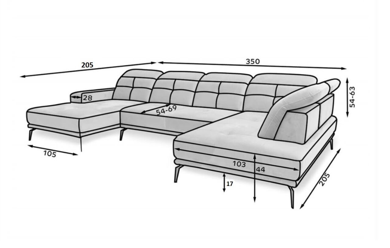 Coltar stanga 6 locuri ELTAP, LT-20MAR, Bretan, 350x205x107 cm, lemn/poliester, bej inchis