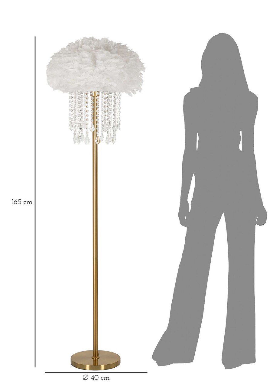 Lampadar Diamon, Mauro Ferretti, 1 x E27, 40W, 40x165 cm, fier, alb/auriu - 1 | YEO