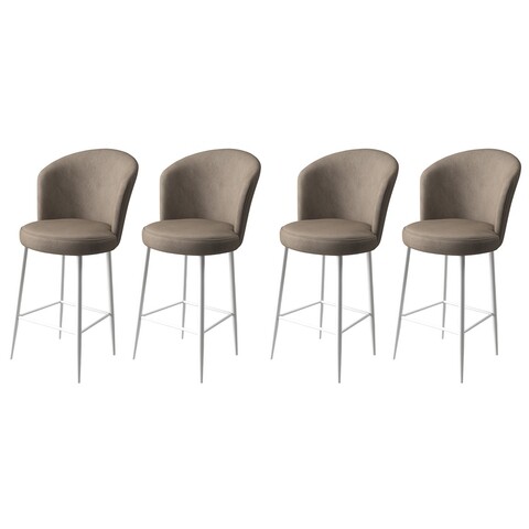 Set scaune  de bar 4 piese, Charlotte, Alte, Metal, Cappuccino / Alb
