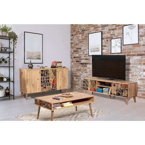 Set mobilier living 3 piese, comoda, comoda tv si masuta, motto 766, vella, atlantic pine