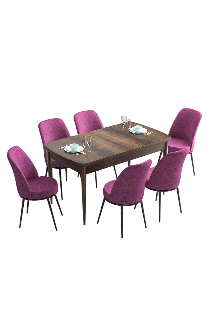 Set masa extensibila si scaune, Hanah Home, Han, Baroc / Mov - view 2