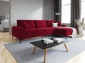 Coltar dreapta, Madara, Mazzini Sofas, 5 locuri, black legs, 254x182x90 cm, catifea, rosu