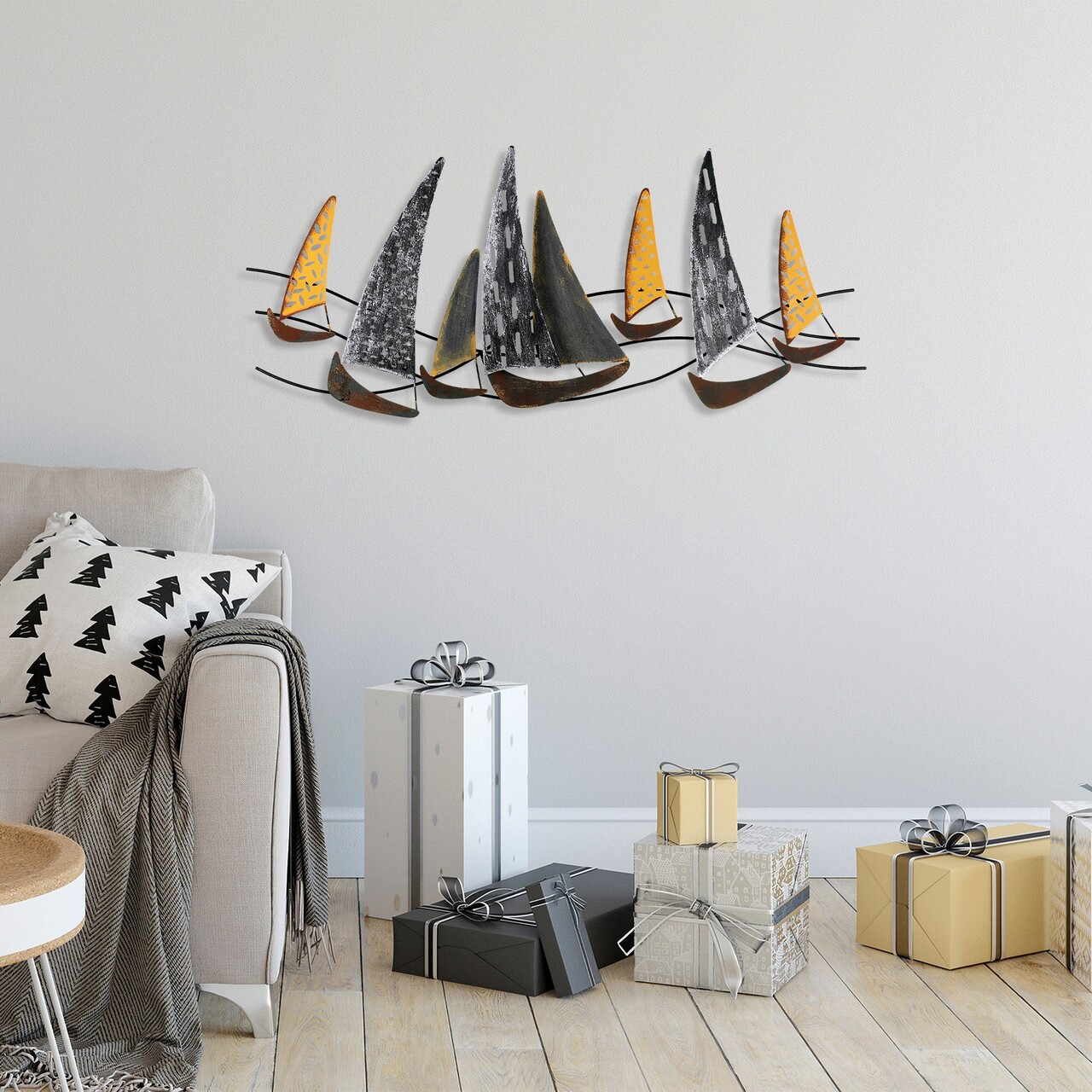 Decoratiune de perete, Uskuna 2, Metal, Dimensiune: 120 x 51 cm, Multicolor - 2 | YEO