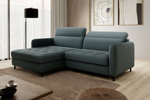 Coltar extensibil stanga 3 locuri ELTAP, LT-38MAN, Gomsi, 228x165x100 cm, lemn/poliester, verde