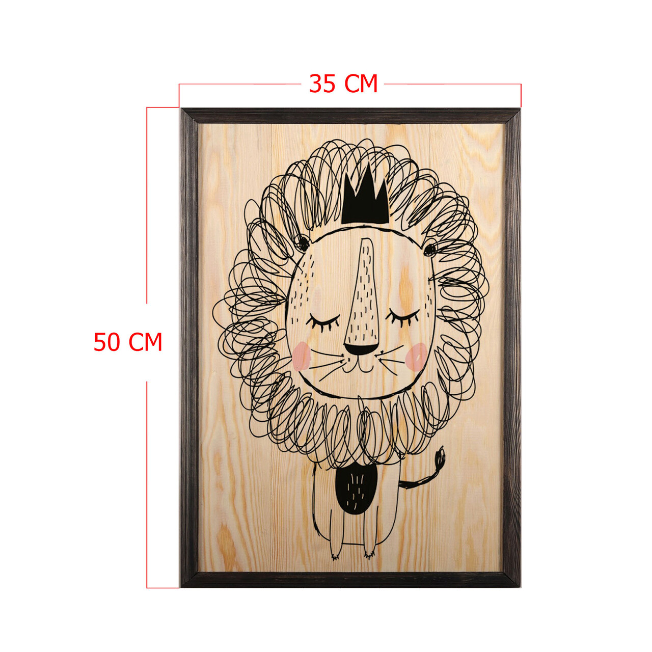 Tablou decorativ, Cute Lion, Lemn, Lemn, Multicolor