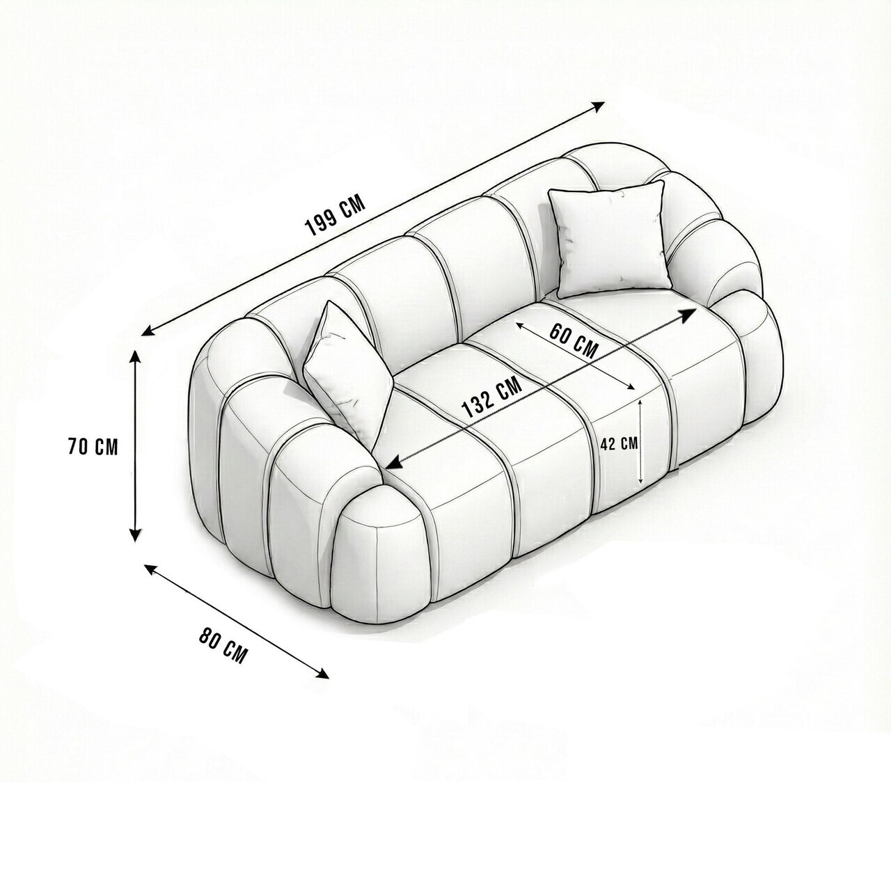 Canapea 2 locuri, Atelier del Sofa, 752EST2502, Lemn de carpen/PAL melaminat, Maro - view 7
