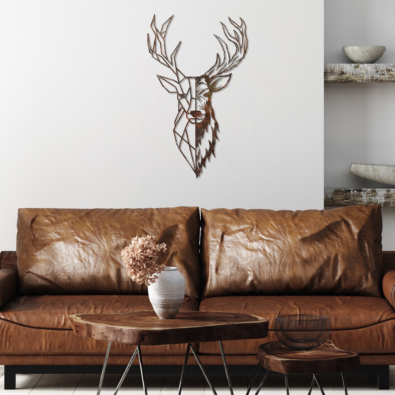 Decoratiune de perete, Rusty Deer 3, 70 x 42 cm, Maro antichizat - view 3