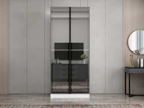 Dulap pentru haine, Hanah Home, Nisa, 90x210x52 cm, Alb