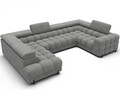 Coltar extensibil stanga 3 locuri ELTAP, LT-03ROY, Fectory, 346x205x93 cm, lemn/poliester, gri