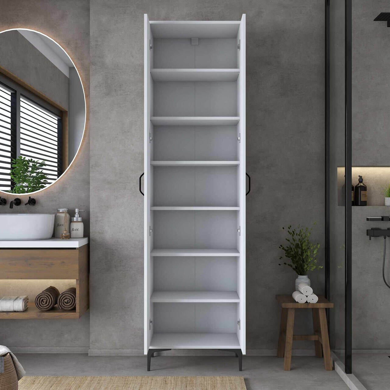 Dulap multifunctional, Hanah Home, JE257, 60x218.6x45 cm, Alb — imaginea 7