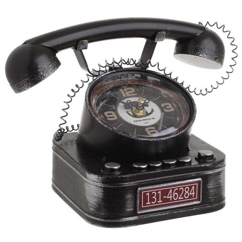 Ceas de masa Telephone, InArt, 26 x 16 x 17 cm, negru