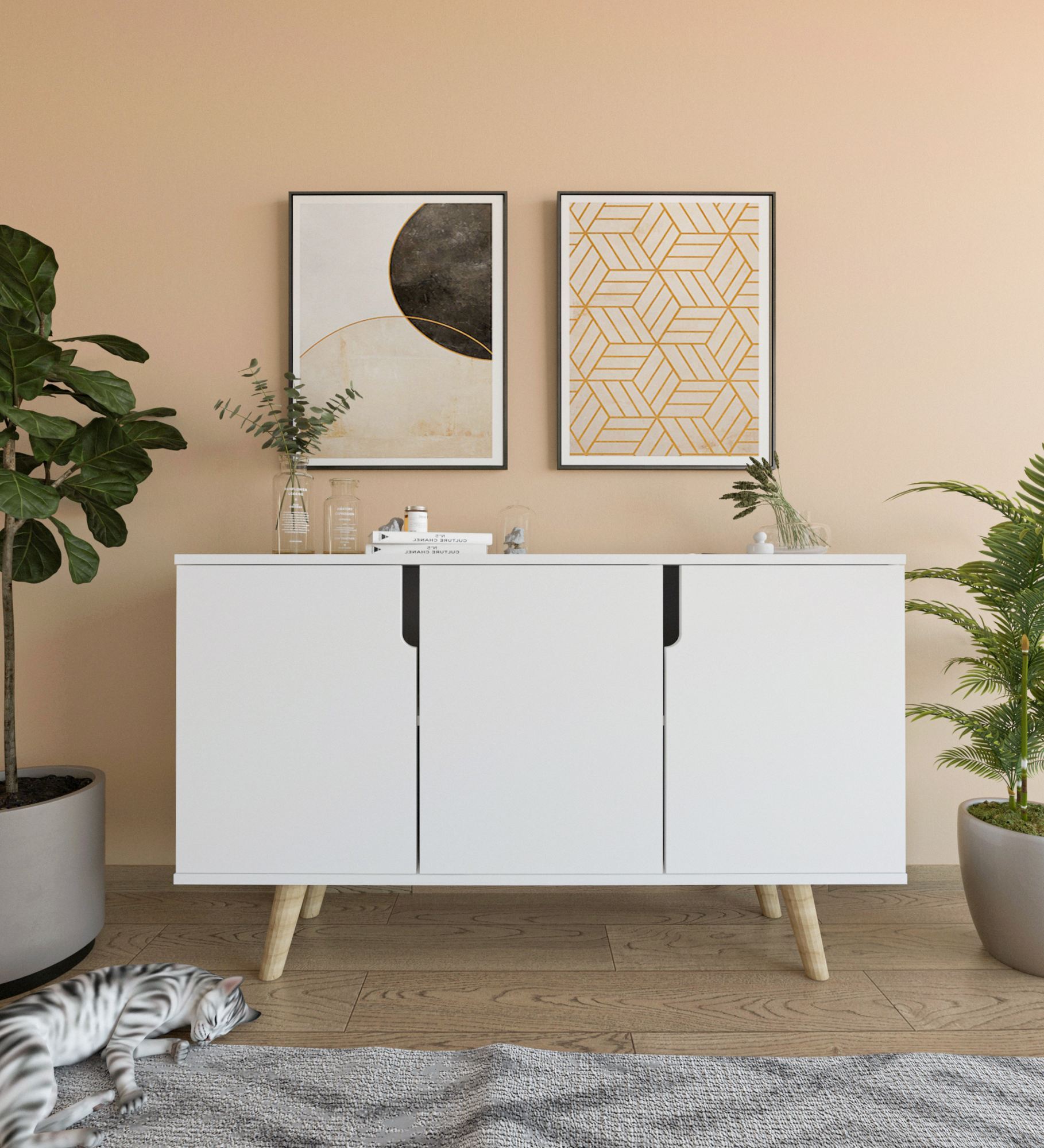 Consola, Hanah Home, Verona 120, 120x80x30 cm, PAL, Alb