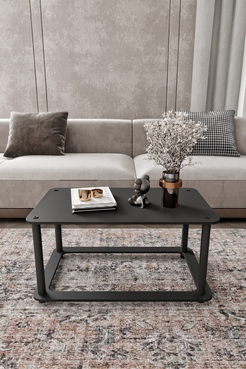 Masuta de cafea, Hanah Home, Hole Rect, 70x38x42 cm, MDF , Negru - view 2