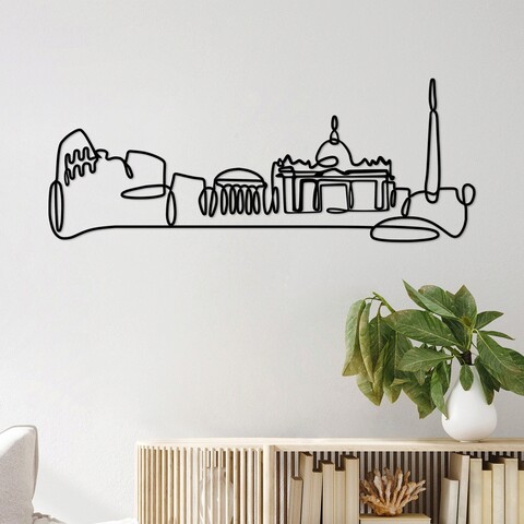 Decoratiune de perete, city, metal, grosime: 2 mm, negru