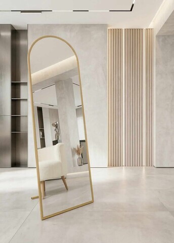 Oglinda Cheval, Hanah Home, Oval 50x160, 50x160x1.5 cm, Auriu