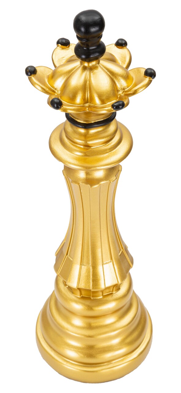 Statueta decorativa / Piesa de sah Regina, Gold Queen, Mauro Ferretti, Ø12 x 37 cm, polirasina, auriu/negru - 1 | YEO