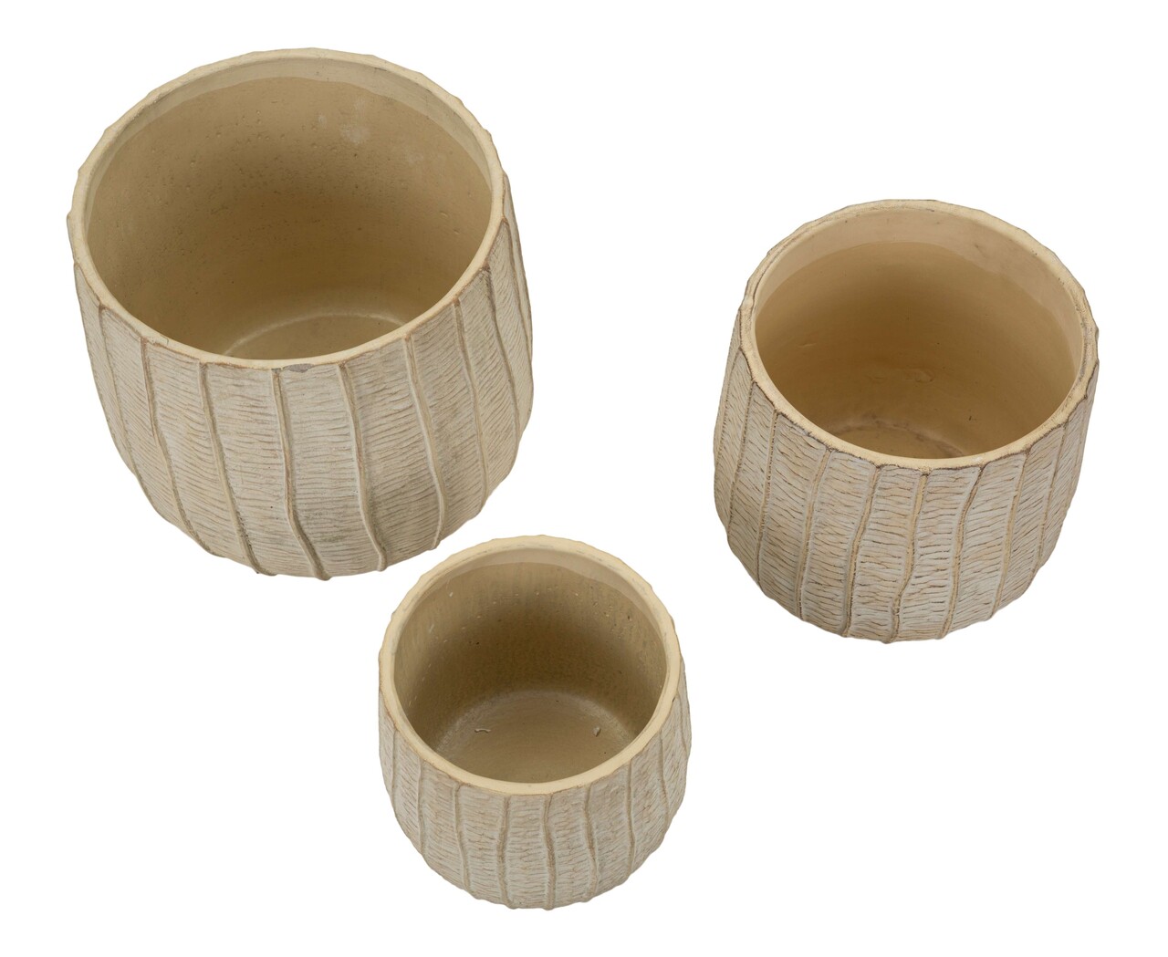 Set 3 ghivece Cachepot, Mauro Ferretti, 30.5x27 cm, ceramica, crem