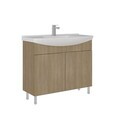 Dulap de baie cu chiuvetă, Hanah Home, Purus 100, Stejar Sonomo