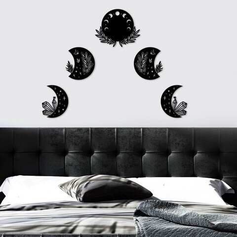Decoratiune de perete, The Phases Of The Moon, Dimensiune: 30 x 35 cm (1 bucată), Negru