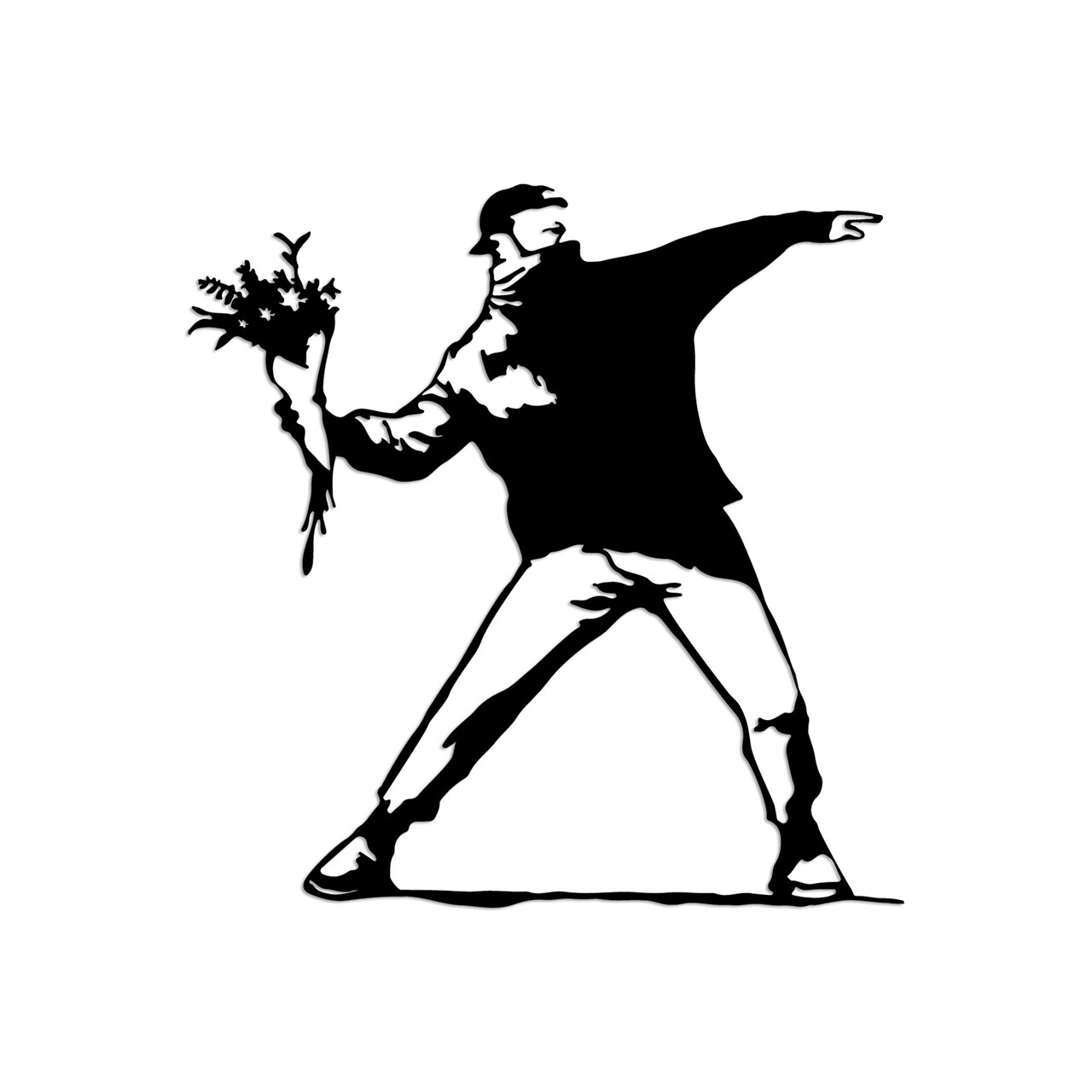 Decoratiune de perete, Banksy Metal 01, Dimensiune: 69 x 70 cm, Negru - view 4