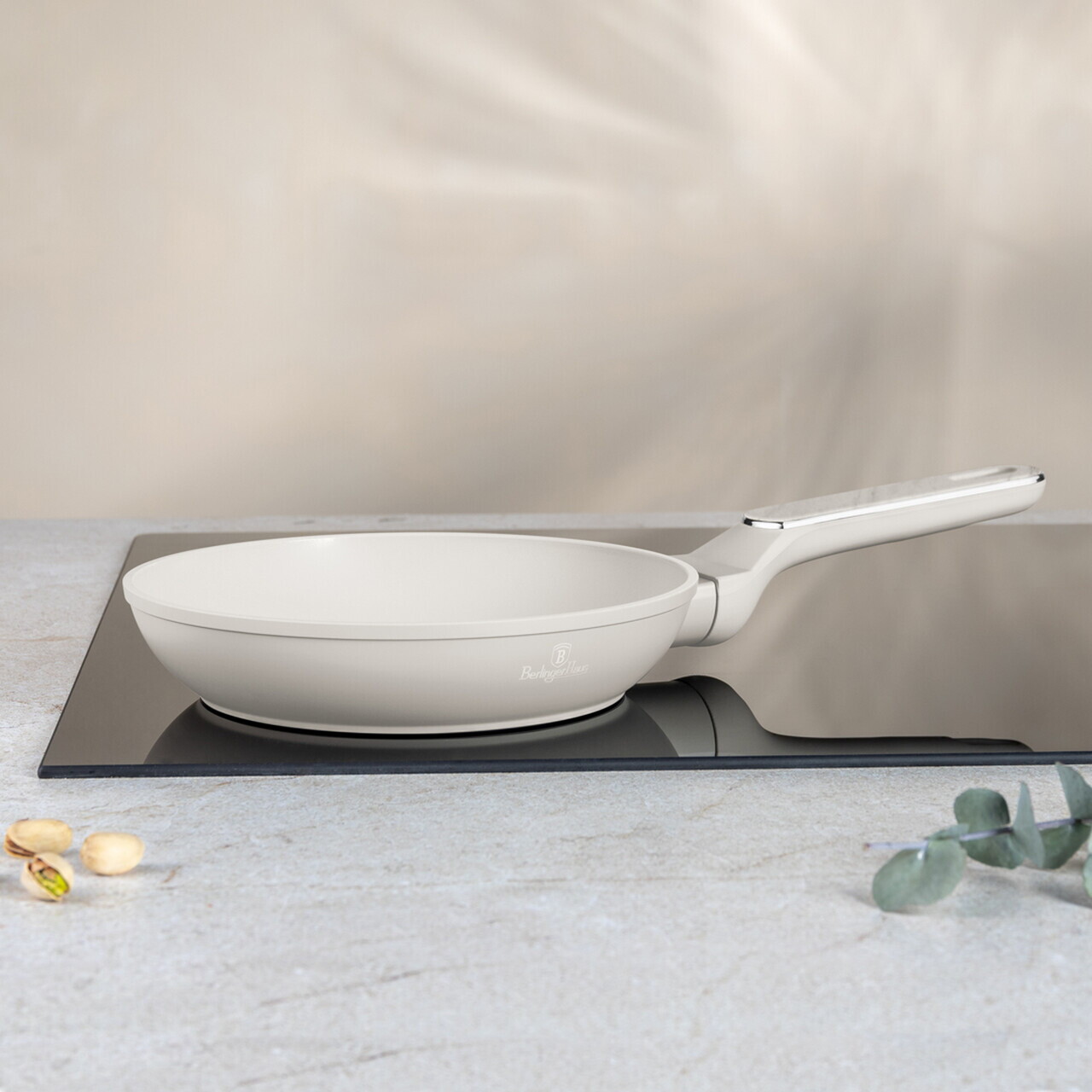 Set 3 tigai Berlinger Haus, Sahara Marble, 20/24/28 cm, aluminiu forjat, crem mat/marmura - imagine 2