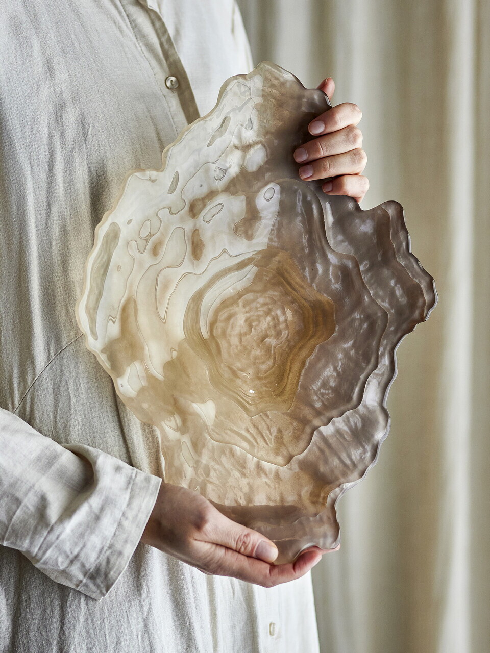 Bol decorativ, Bloomingville, Aiku, 38x29x7 cm, sticla, natural - imagine 5