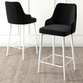 Set scaun de bar (2 bucăți), Charlotte, Enox, Metal, Alb/Negru