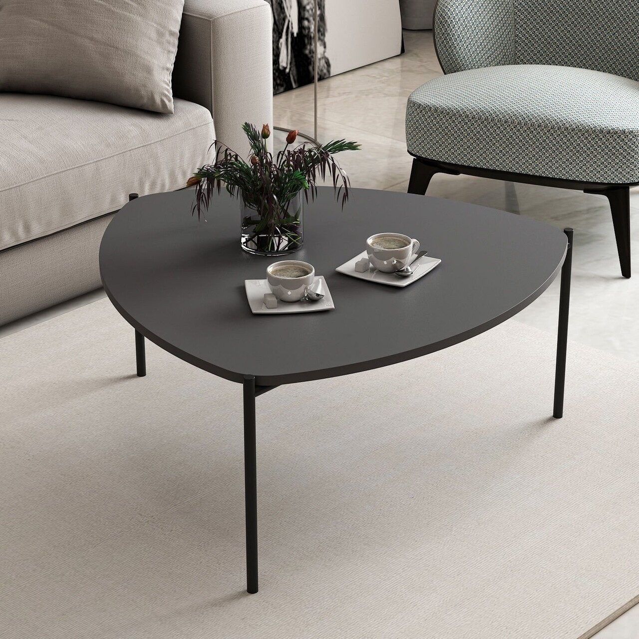 Masuta de cafea, Minerva, Lenny, 90x40x89 cm, PAL, Antracit - 1 | YEO