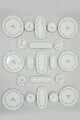 Set de mic dejun, Hermia, 208PEK1122, Portelan, Platou cu măsline: 25 cm (2 bucăți), Alb / Albastru / Verde