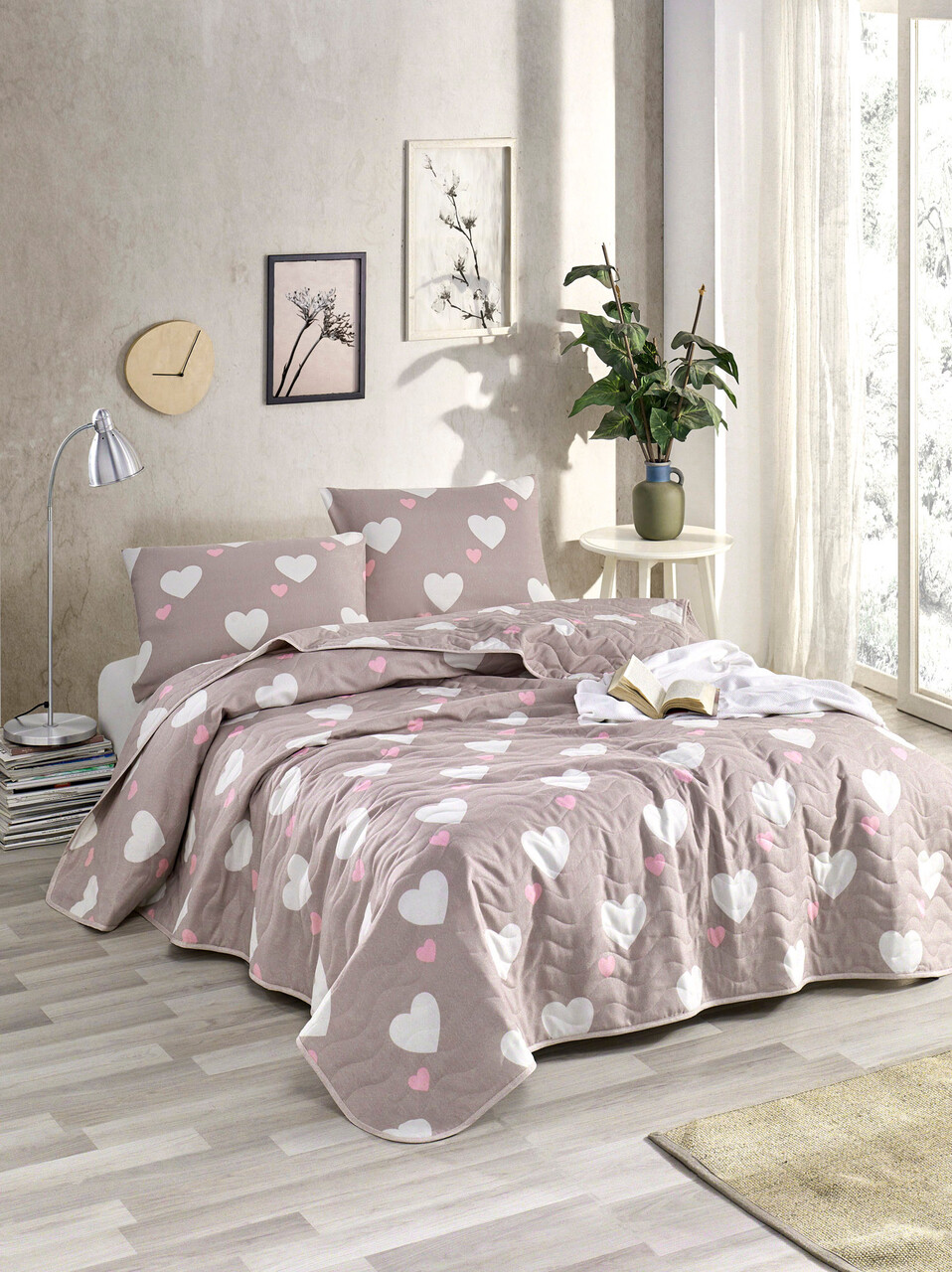 Cuvertura Single 155x200 cm, Herz - Dusty Rose, Eponj Home, 65% bumbac/35% poliester