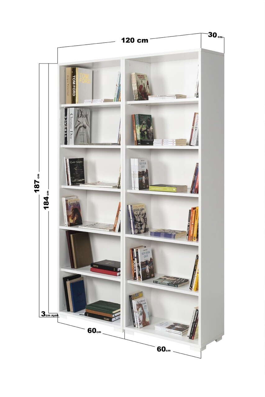 Corp biblioteca, Hanah Home, Evm 8224, 120x187x30 cm, PAL, Alb — imaginea 4