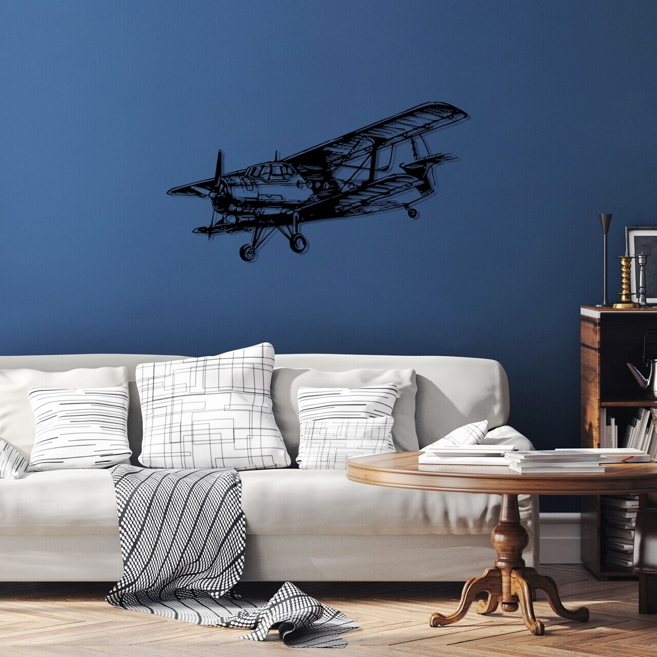 Decoratiune de perete, Aereo-1, Metal, (Grosime: 1,5 mm), Negru — imaginea 4