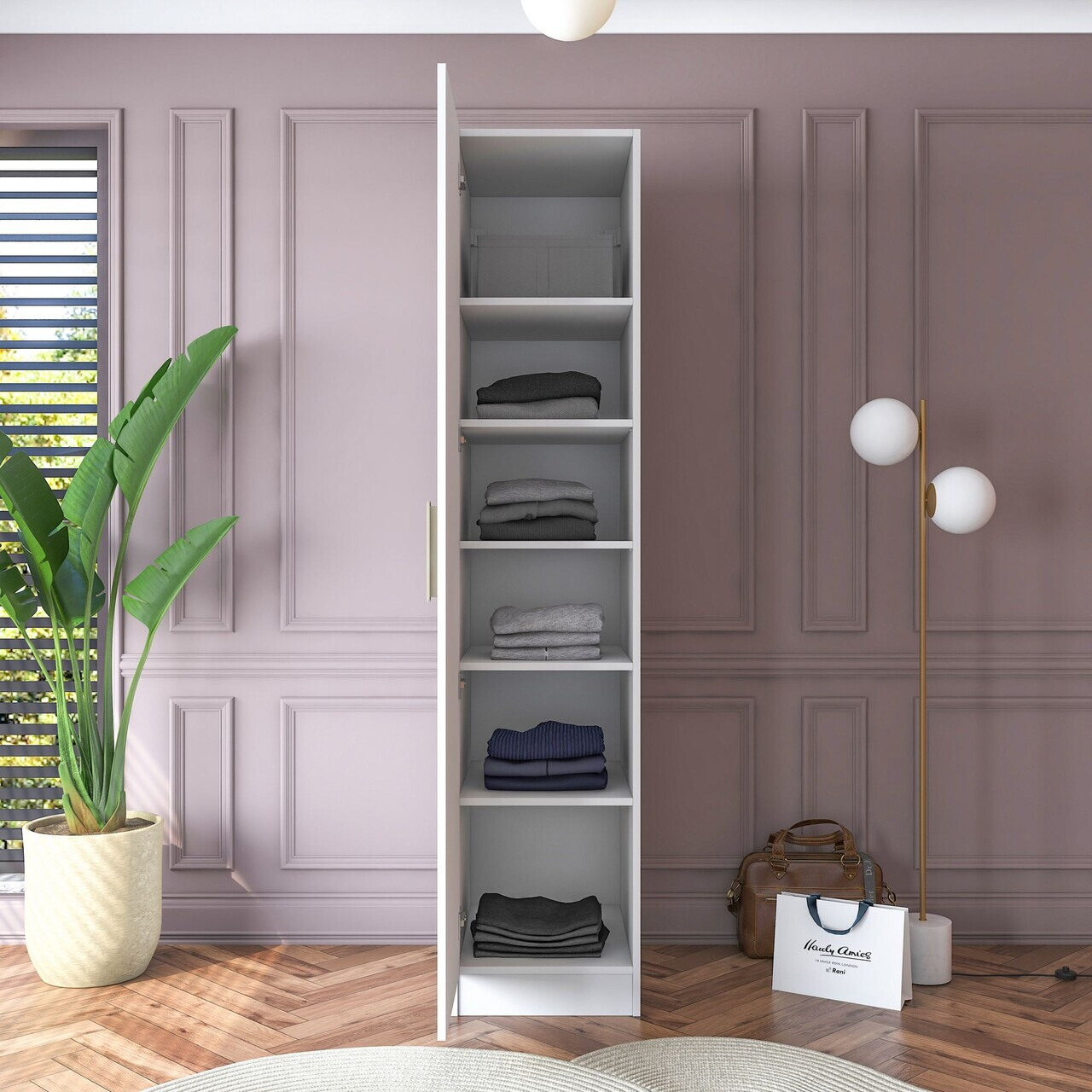 Dulap pentru haine, Hanah Home, BA182, 45x210x57.5 cm, PAL melaminat, Alb - view 5