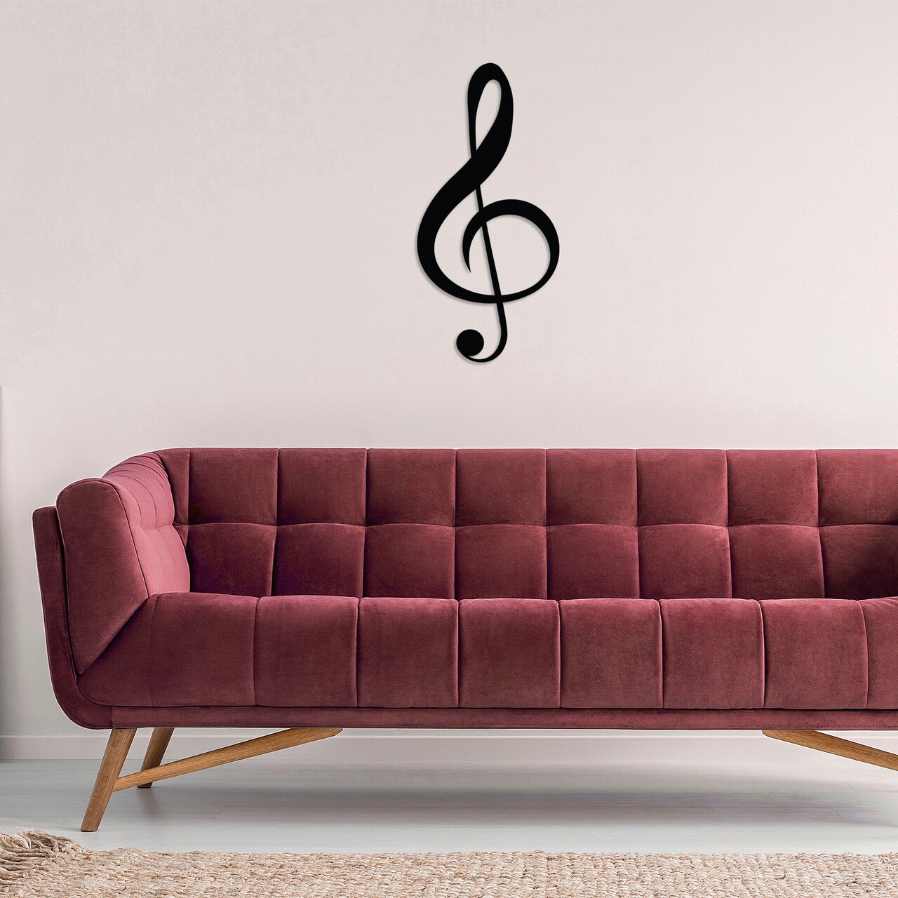 Decoratiune de perete, Treble Clef, Metal, Dimensiune: 28 x 59 cm, Negru